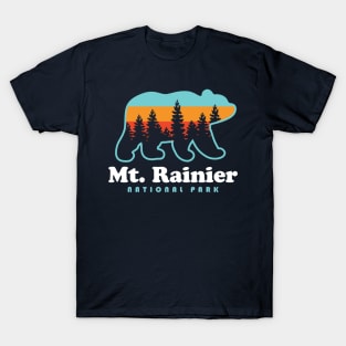 Mt Rainier National Park Hikes Retro Bear T-Shirt